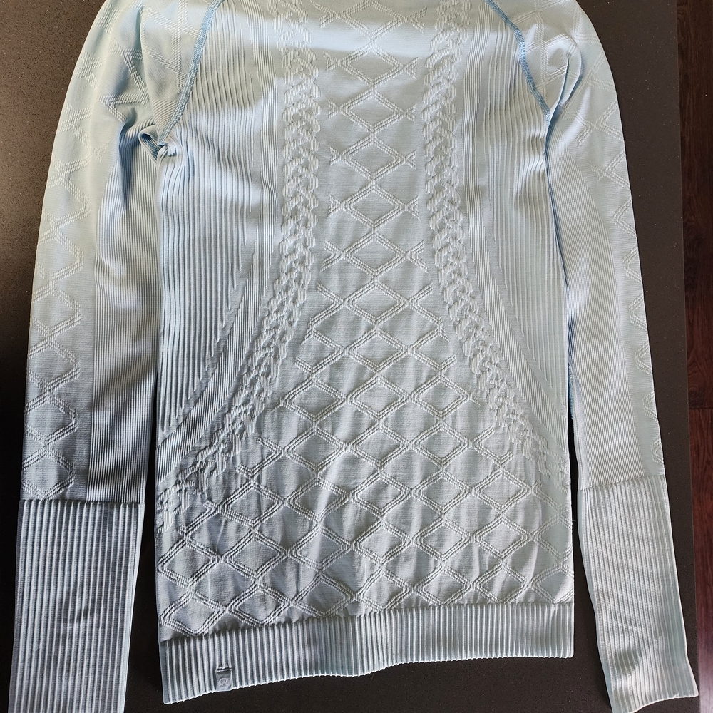 Blue Cowl Neck Cable Knit Sweater